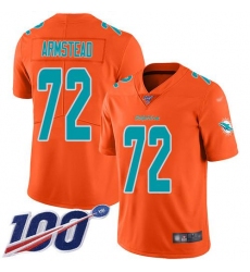 Men's Nike Miami Dolphins #72 Terron Armstead Orange Stitched NFL Limited Inverted Legend 100th Season Jersey