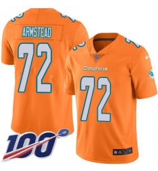 Men's Nike Miami Dolphins #72 Terron Armstead Orange Stitched NFL Limited Rush 100th Season Jersey