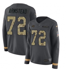 Women's Nike Miami Dolphins #72 Terron Armstead Anthracite Salute To Service Stitched NFL Limited Therma Long Sleeve Jersey