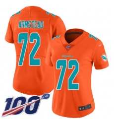 Women's Nike Miami Dolphins #72 Terron Armstead Orange Stitched NFL Limited Inverted Legend 100th Season Jersey