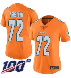 Women's Nike Miami Dolphins #72 Terron Armstead Orangen Stitched NFL Limited Rush 100th Season Jersey