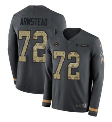 Youth Nike Miami Dolphins #72 Terron Armstead Anthracite Salute To Service Stitched NFL Limited Therma Long Sleeve Jersey