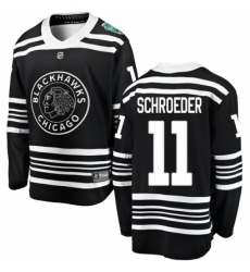 Men's Chicago Blackhawks #11 Jordan Schroeder Black 2019 Winter Classic Fanatics Branded Breakaway NHL Jersey