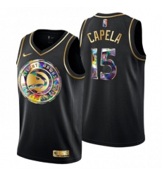 Men's Atlanta Hawks #15 Clint Capela Golden Edition Diamond Logo 2021-22 Swingman Jersey - Black