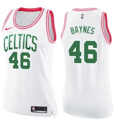 Women's Nike Boston Celtics #46 Aron Baynes White-Pink NBA Swingman Fashion Jersey