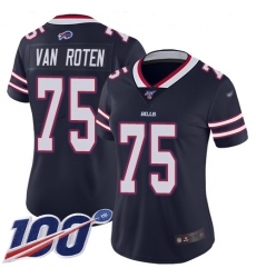 Women's Nike Buffalo Bills #75 Greg Van Roten Navy Stitched NFL Limited Inverted Legend 100th Season Jersey