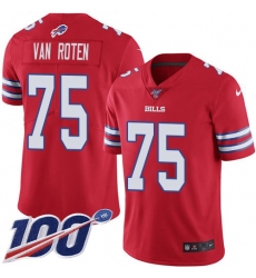 Youth Nike Buffalo Bills #75 Greg Van Roten Red Stitched NFL Limited Rush 100th Season Jersey