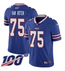 Youth Nike Buffalo Bills #75 Greg Van Roten Royal Blue Team Color Stitched NFL 100th Season Vapor Limited Jersey