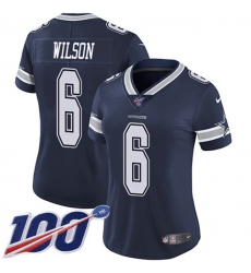 Women's Nike Dallas Cowboys #6 Donovan Wilson Navy Blue Team Color Stitched NFL 100th Season Vapor Untouchable Limited Jersey