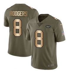 Youth Nike New York Jets #8 Aaron Rodgers Olive-Gold Stitched NFL Limited 2017 Salute To Service Jersey