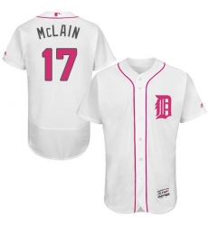 Men's Detroit Tigers #17 Denny McLain White Flexbase Authentic Collection Mothers Day Stitched MLB Jersey