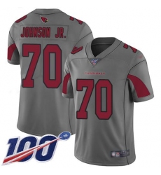 Men's Nike Arizona Cardinals #70 Paris Johnson Jr. Silver Stitched NFL Limited Inverted Legend 100th Season Jersey