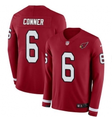 Men's Arizona Cardinals #6 James Conner Red Team Color Stitched NFL Limited Therma Long Sleeve Jersey