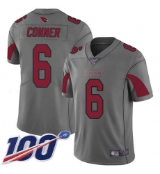 Men's Arizona Cardinals #6 James Conner Silver Stitched NFL Limited Inverted Legend 100th Season Jersey