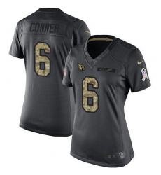 Women's Arizona Cardinals #6 James Conner Black Stitched NFL Limited 2016 Salute To Service Jersey