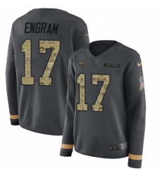 Women's Nike Jacksonville Jaguars #17 Evan Engram Anthracite Salute To Service Stitched NFL Limited Therma Long Sleeve Jersey