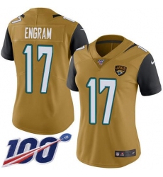 Women's Nike Jacksonville Jaguars #17 Evan Engram Gold Stitched NFL Limited Rush 100th Season Jersey