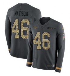 Men's Nike Jacksonville Jaguars #46 Ross Matiscik Anthracite Salute To Service Stitched NFL Limited Therma Long Sleeve Jersey