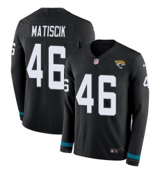 Men's Nike Jacksonville Jaguars #46 Ross Matiscik Black Team Color Stitched NFL Limited Therma Long Sleeve Jersey