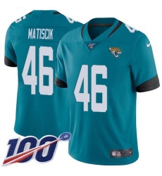 Men's Nike Jacksonville Jaguars #46 Ross Matiscik Teal Green Alternate Stitched NFL 100th Season Vapor Limited Jersey