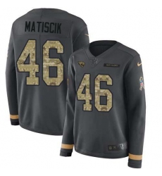 Women's Nike Jacksonville Jaguars #46 Ross Matiscik Anthracite Salute To Service Stitched NFL Limited Therma Long Sleeve Jersey