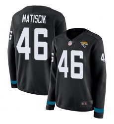 Women's Nike Jacksonville Jaguars #46 Ross Matiscik Black Team Color Stitched NFL Limited Therma Long Sleeve Jersey