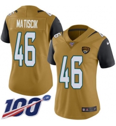 Women's Nike Jacksonville Jaguars #46 Ross Matiscik Gold Stitched NFL Limited Rush 100th Season Jersey