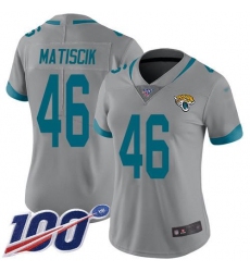 Women's Nike Jacksonville Jaguars #46 Ross Matiscik Silver Stitched NFL Limited Inverted Legend 100th Season Jersey