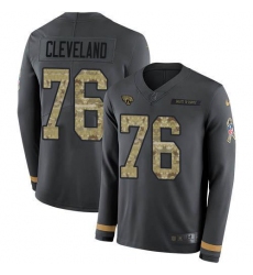 Men's Nike Jacksonville Jaguars #76 Ezra Cleveland Anthracite Salute To Service Stitched NFL Limited Therma Long Sleeve Jersey