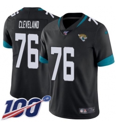 Men's Nike Jacksonville Jaguars #76 Ezra Cleveland Black Team Color Stitched NFL 100th Season Vapor Limited Jersey