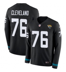 Men's Nike Jacksonville Jaguars #76 Ezra Cleveland Black Team Color Stitched NFL Limited Therma Long Sleeve Jersey