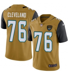 Men's Nike Jacksonville Jaguars #76 Ezra Cleveland Gold Stitched NFL Limited Rush Jersey