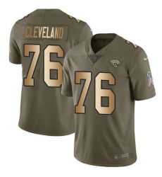 Men's Nike Jacksonville Jaguars #76 Ezra Cleveland OliveGold Stitched NFL Limited 2017 Salute To Service Jersey