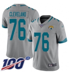 Men's Nike Jacksonville Jaguars #76 Ezra Cleveland Silver Stitched NFL Limited Inverted Legend 100th Season Jersey