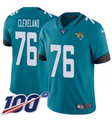 Men's Nike Jacksonville Jaguars #76 Ezra Cleveland Teal Green Alternate Stitched NFL 100th Season Vapor Limited Jersey