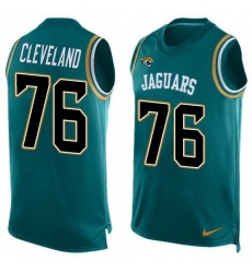 Men's Nike Jacksonville Jaguars #76 Ezra Cleveland Teal Green Team Color Stitched NFL Limited Tank Top Jersey