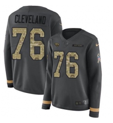 Women's Nike Jacksonville Jaguars #76 Ezra Cleveland Anthracite Salute To Service Stitched NFL Limited Therma Long Sleeve Jersey