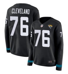 Women's Nike Jacksonville Jaguars #76 Ezra Cleveland Black Team Color Stitched NFL Limited Therma Long Sleeve Jersey