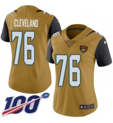 Women's Nike Jacksonville Jaguars #76 Ezra Cleveland Gold Stitched NFL Limited Rush 100th Season Jersey