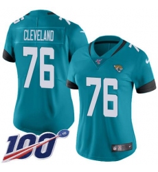 Women's Nike Jacksonville Jaguars #76 Ezra Cleveland Teal Green Alternate Stitched NFL 100th Season Vapor Untouchable Limited Jersey