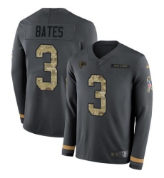 Men's Nike Atlanta Falcons #3 Jessie Bates Anthracite Salute To Service Stitched NFL Limited Therma Long Sleeve Jersey