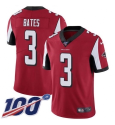 Men's Nike Atlanta Falcons #3 Jessie Bates Red Team Color Stitched NFL 100th Season Vapor Untouchable Limited Jersey