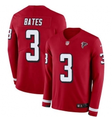 Men's Nike Atlanta Falcons #3 Jessie Bates Red Team Color Stitched NFL Limited Therma Long Sleeve Jersey