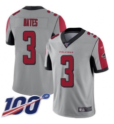 Men's Nike Atlanta Falcons #3 Jessie Bates Silver Stitched NFL Limited Inverted Legend 100th Season Jersey