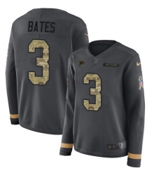 Women's Nike Atlanta Falcons #3 Jessie Bates Anthracite Salute To Service Stitched NFL Limited Therma Long Sleeve Jersey