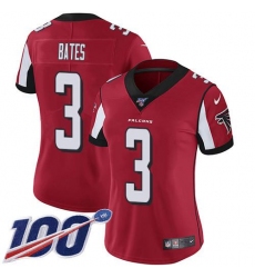 Women's Nike Atlanta Falcons #3 Jessie Bates Red Team Color Stitched NFL 100th Season Vapor Untouchable Limited Jersey