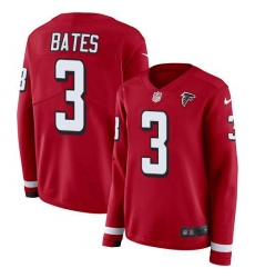 Women's Nike Atlanta Falcons #3 Jessie Bates Red Team Color Stitched NFL Limited Therma Long Sleeve Jersey