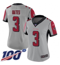 Women's Nike Atlanta Falcons #3 Jessie Bates Silver Stitched NFL Limited Inverted Legend 100th Season Jersey