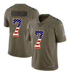 Men's Nike Atlanta Falcons #7 Bijan Robinson OliveUSA Flag Stitched NFL Limited 2017 Salute To Service Jersey