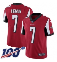 Men's Nike Atlanta Falcons #7 Bijan Robinson Red Team Color Stitched NFL 100th Season Vapor Untouchable Limited Jersey